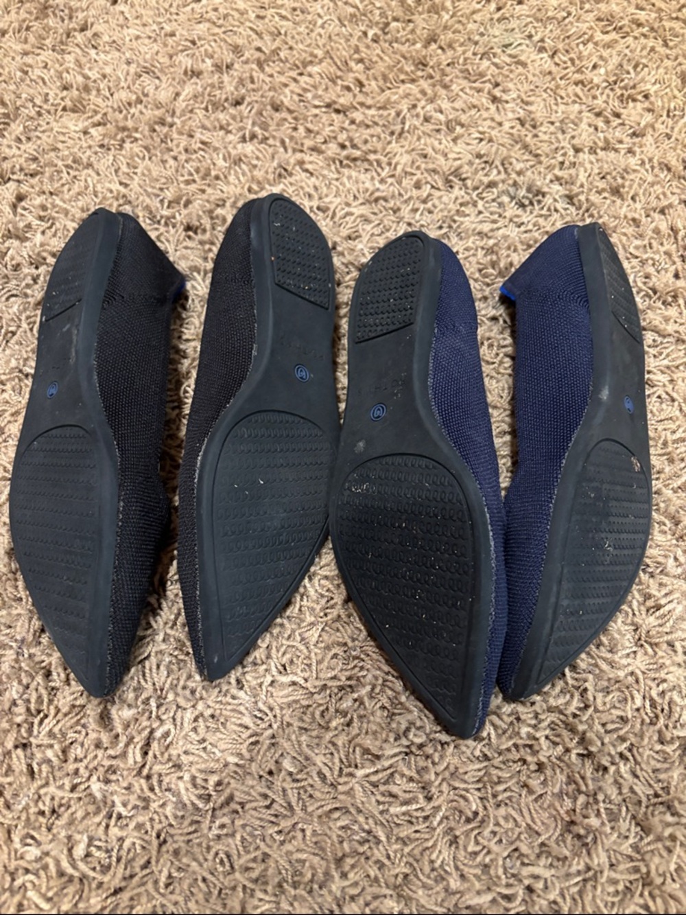 Rothy's Pointed Knit Flats in Black with Blue Trim - Picture 2 of 3